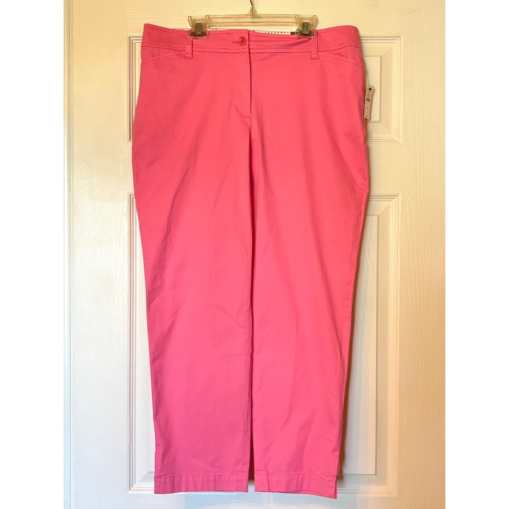 Talbots Perfect Crop Pant Pink Mid Rise Slim Leg Chino Trousers 10 NWT